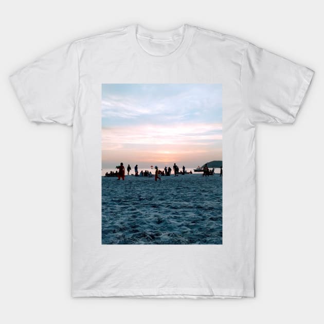 Pink Sunset At The Beach Scenery T-Shirt by Just Kidding Co.